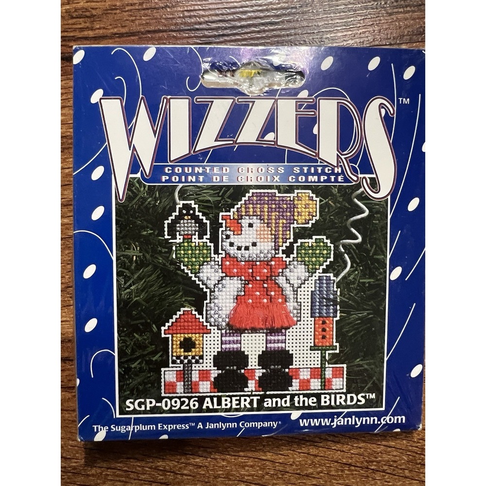 2001Janlynn Wizzers ALBERT AND THE BIRDS Cross Stitch Ornament Kit SGP-0926 NEW